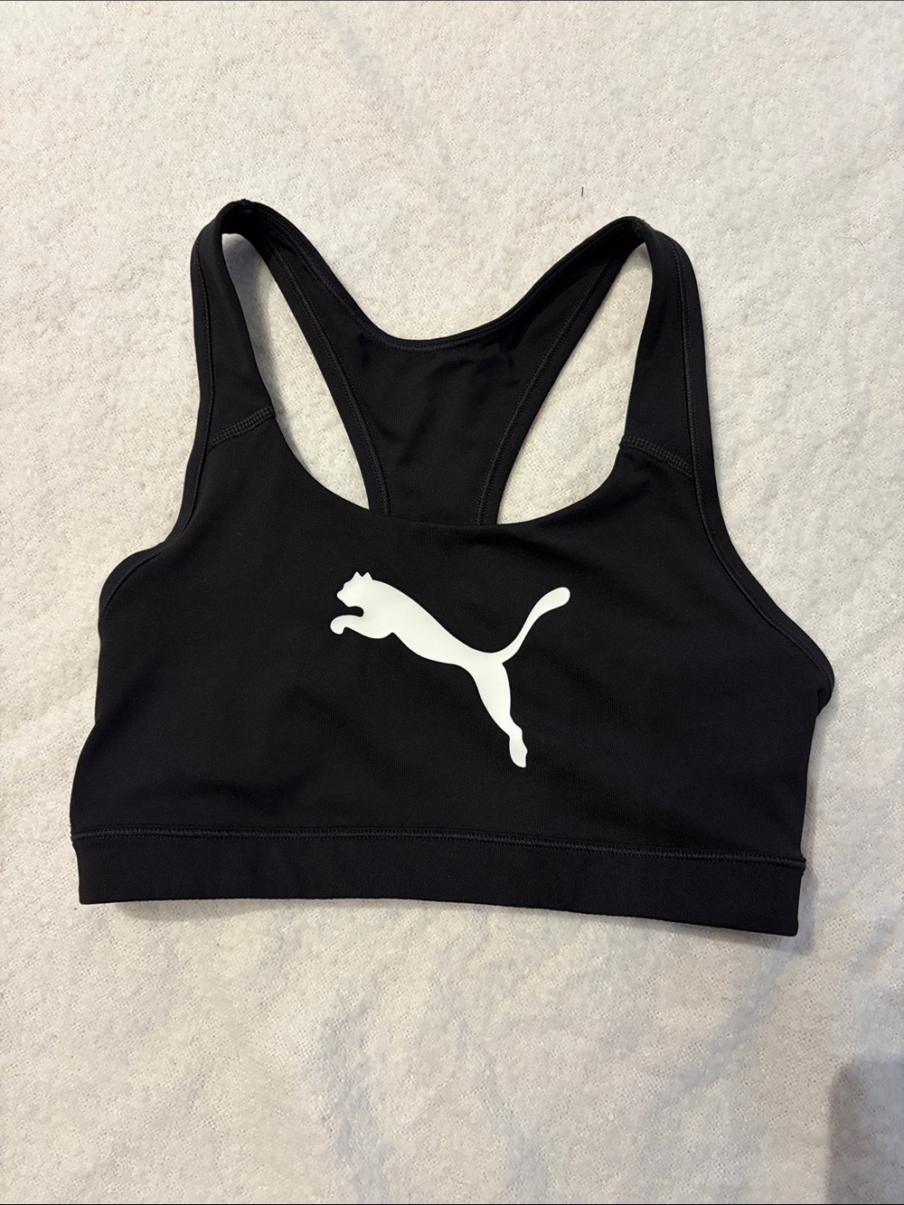 Puma Black Sports Bra with White Puma Logo